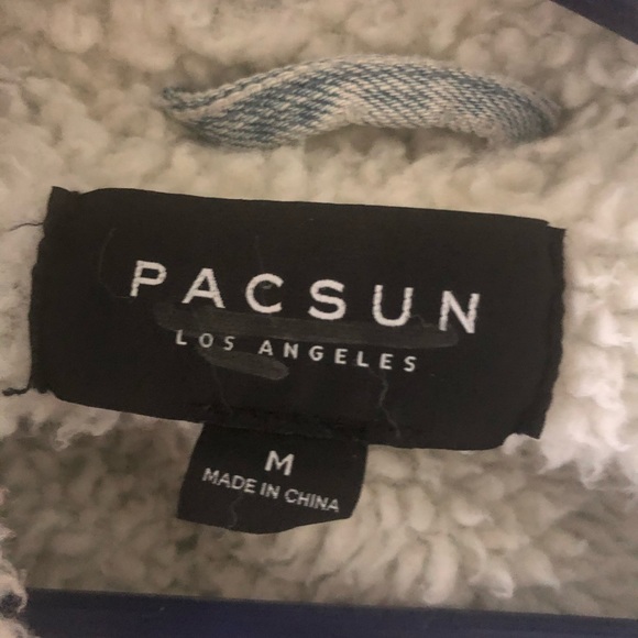 PacSun Sherpa Bleached Denim Trucker Jacket - Picture 3 of 3